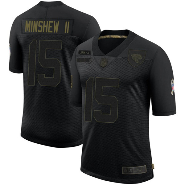 Men's Jacksonville Jaguars #15 Gardner Minshew II 2020 Black Slute To Service Limited Stitched NFL Jersey